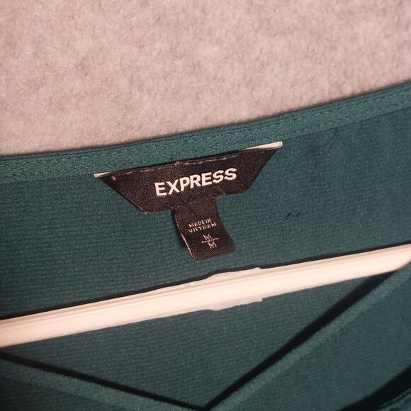 Express Top Shimmer Emerald Green Sz. Medium Strappy/Criss-Cross Front - Picture 3 of 6